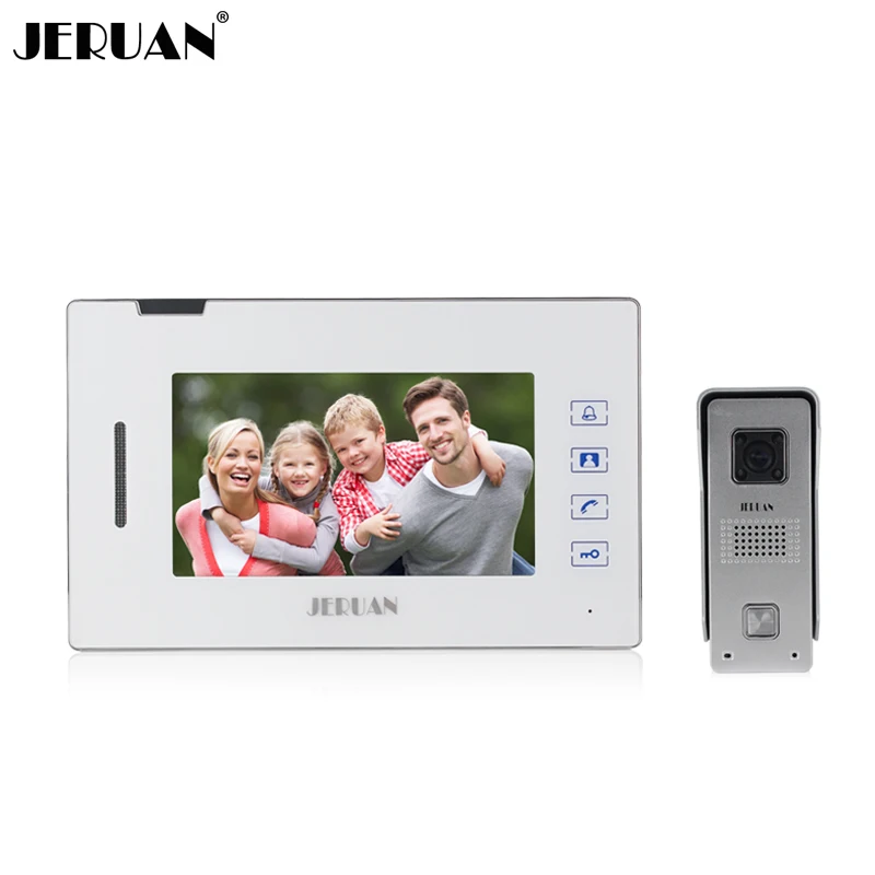 

JERUAN High Quality 7`` touch key video door phone intercom system video doorphone 1V1 monitor speaker intercom