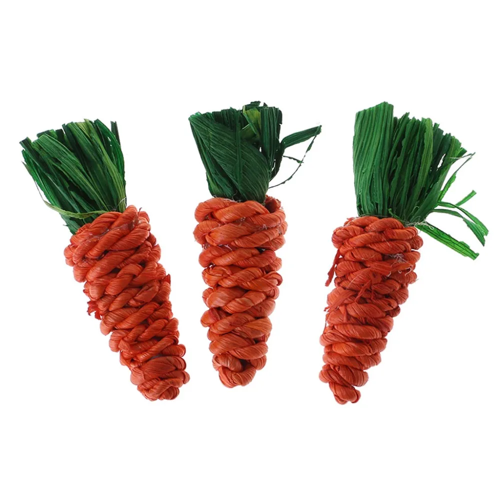 

3Pcs Carrot Shaped Rabbit Hamster Chew Bite Toys Guinea Pig Tooth Cleaning Toys