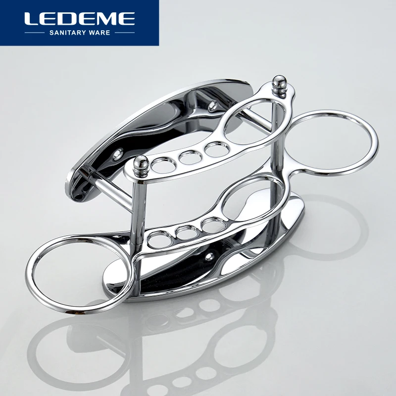 Günstige LEDEME Zahnbürste Halter Bad Familie Zahnbürste Tassen Tumbler Halter Chrome Bad Glas Tasse Multifunktions Halter L101