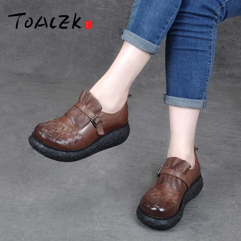 

Fall literary women's single shoes fashion high heel genuine leather platform shoes retro lightweight overshoes