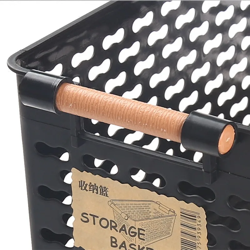 Plastic Desktop Storage Basket Rectangular Bathroom Portable Storage Box Bath Basket Kitchen Debris Multi-Purpose Baskets Blac