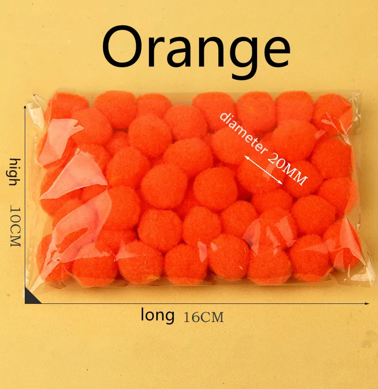 Умелые торговли Ponpon 20 мм многоцветный помпон для художественного оформления ногтей, ручная работа помпон Детская ручной развивающие игрушки аксессуары 50 шт./пакет - Цвет: Orange
