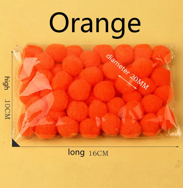 Orange Умелые торговли Ponpon 20 мм многоцветный помпон для художественного оформления ногтей, ручная работа помпон Детская ручной развивающие игрушки аксессуары 50 шт./пакет - Цвет: Orange