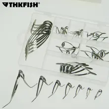 35 Pcs Fishing Rod Running Guides Tip Set Repair Kit with Fishing Box Tangle Resistant Flared Frame Fishing Rod Tip Tops Parts  
