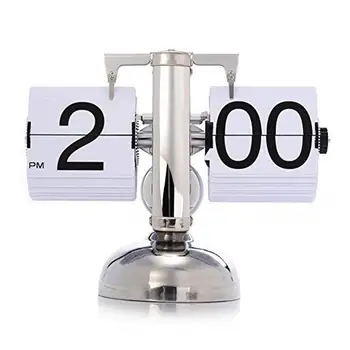 

Retro Modern Digital Auto Flip Single Stand Metal Desk Table Clock Quartz Clocks Home Office Decor