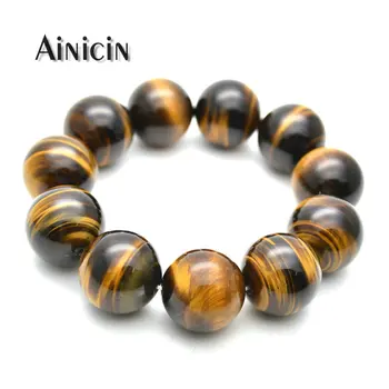 

Grade AAA Natural Tiger Eyes Brown Black Color 8'' Strand Elastic Thread Bracelets for For Fashion Man's Jewelry