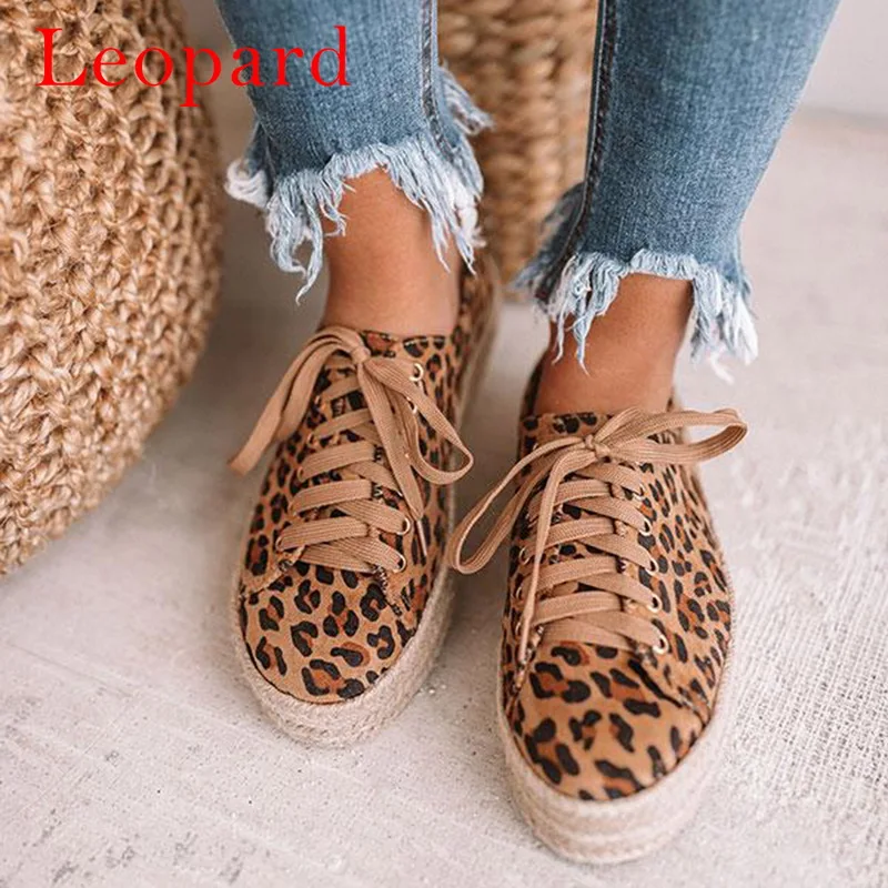 MoneRffi Espadrilles; Модные женские кроссовки; Zapatos De mujer; женские кроссовки; удобная обувь на плоской подошве; chaussures femme; женская обувь - Цвет: leopard