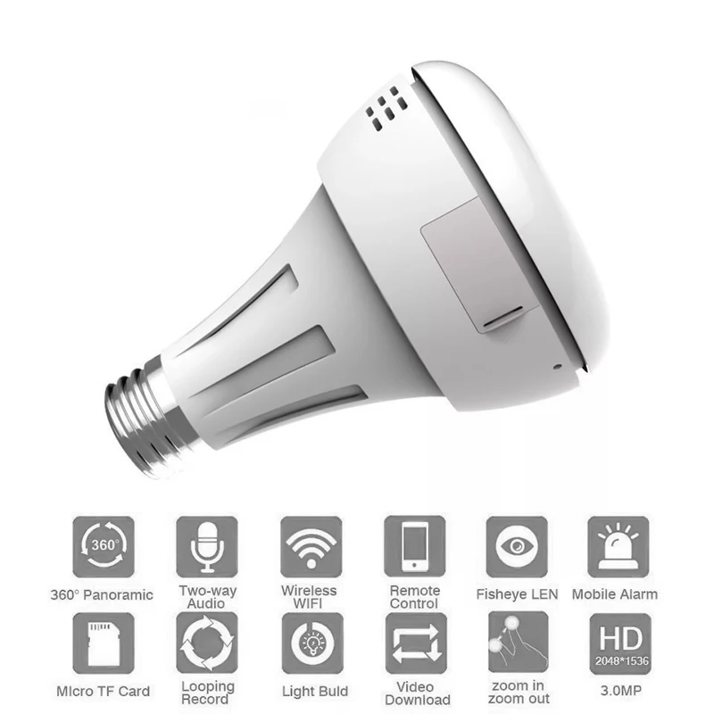 1.3MP умная лампочка 360 градусов панорамная Беспроводная IP рыбий еленс