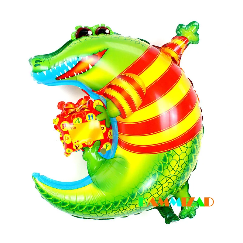 

KAMMIZAD Crocodile Balloon Swampy Moon Aluminium Foil Balloons Children's Birthday Party Toys Safari Jungle Animal Globos