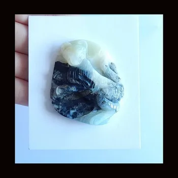 

Wholesale Carved Tiger Natural stone Amazonite pendant Cabochon can drill hole,41x35x10mm,16.57g