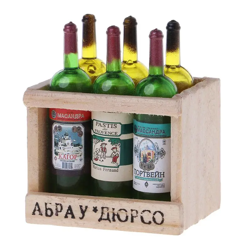 

Wooden three-dimensional simulation of six bottles fridge magnet Creative simple manual magnetic