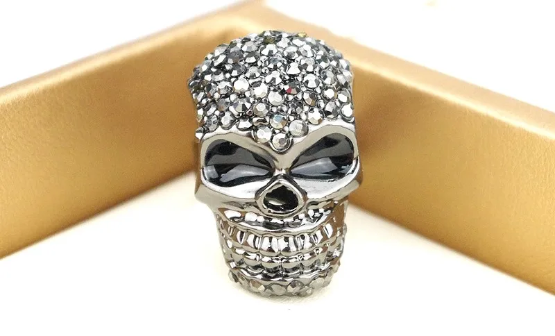 Кольцо с черепом для женщин и девочек, растягивающееся, с подвижной челюстью, ювелирное изделие на Хэллоуин, подарок для женщин, байкерское ювелирное изделие A054C