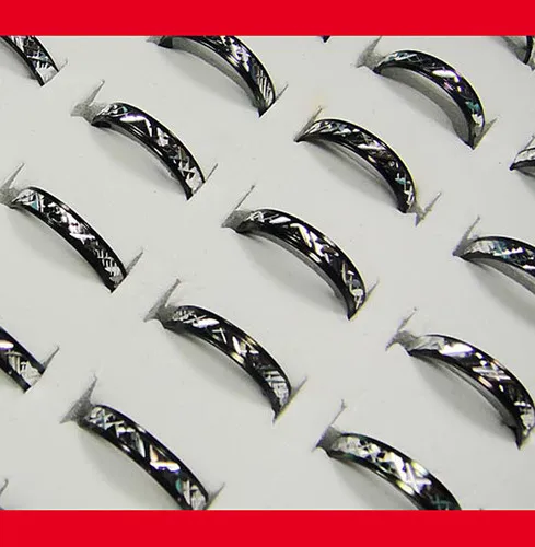 

200pcs wholesale jewelry ring lots pretty fashion women men black&white aluminum alloy Rings New LR090 free shipping