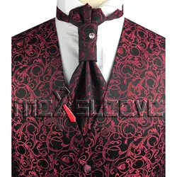 Новое поступление Бесплатная доставка Необычные цветочные свадебные мужские жилет (жилет + ascot галстук + запонки + платок)
