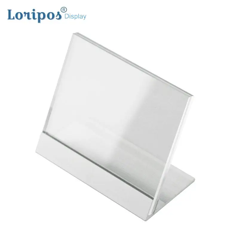 

L Coutertop Aluminium Desk Sign Table Price Tag Display Acrylic Photo Picture Frame Label Stand Office Desk Name Card Holders