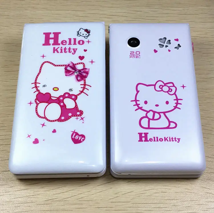 Hello Kitty Флип с двумя сим-картами мультфильм дыхательный светильник камера Voiceking для женщин девушек MP3 милый 2,4 дюймовый телефон H-mobile D10