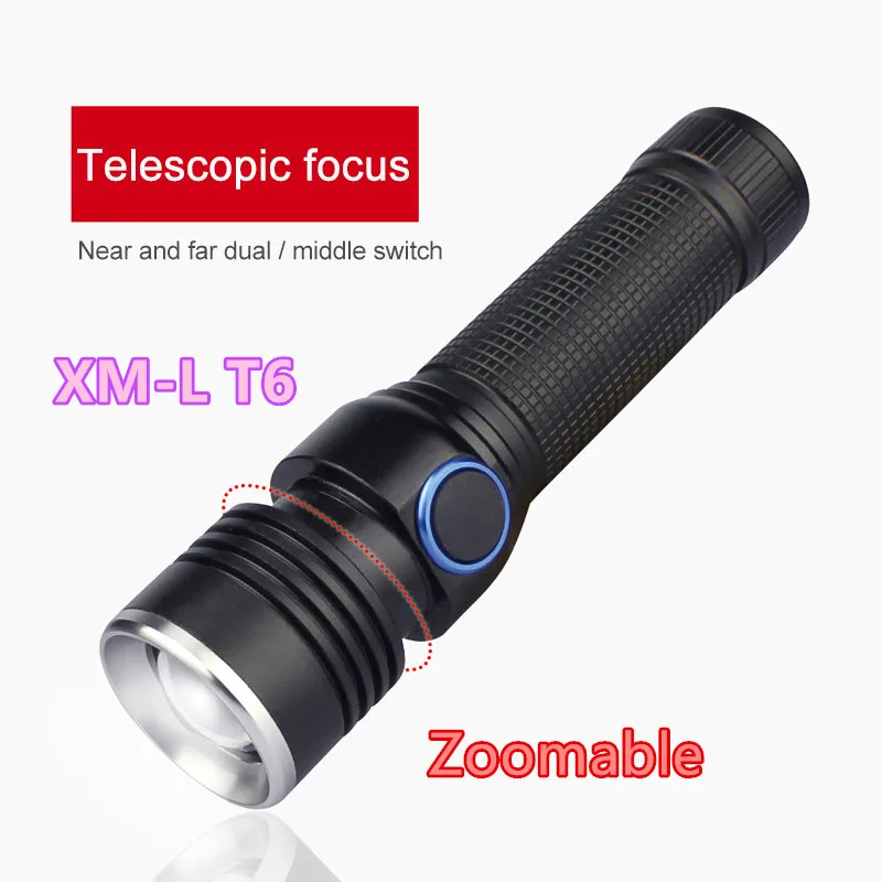 Usb Зарядное устройство мощный xm l T6 Зум фонарик Lanterna тактический Факел Flash Light Linterna