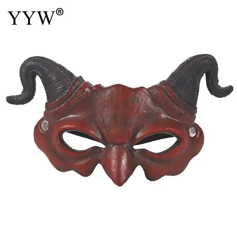 Cartoon Demon Mask With Horn Halloween Party Mask Mascaras Cosplay Halloween Scary Masker Carnival Masquerade Eye Mask Props