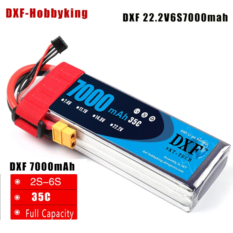 

DXF Li-Poly Battery 22.2V 7000mAh 35C MAX60C 6S RC Car Lipo Bateria Multicopter Quadcopter Race Car Truck traxx drone