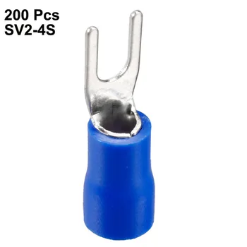 

Uxcell Blue U-type Insulated Fork Spade SV2-4S Wire Connector Electrical Crimp Terminal Fit 1.5-2.5mm Cable for 16-14AWG 200PCS