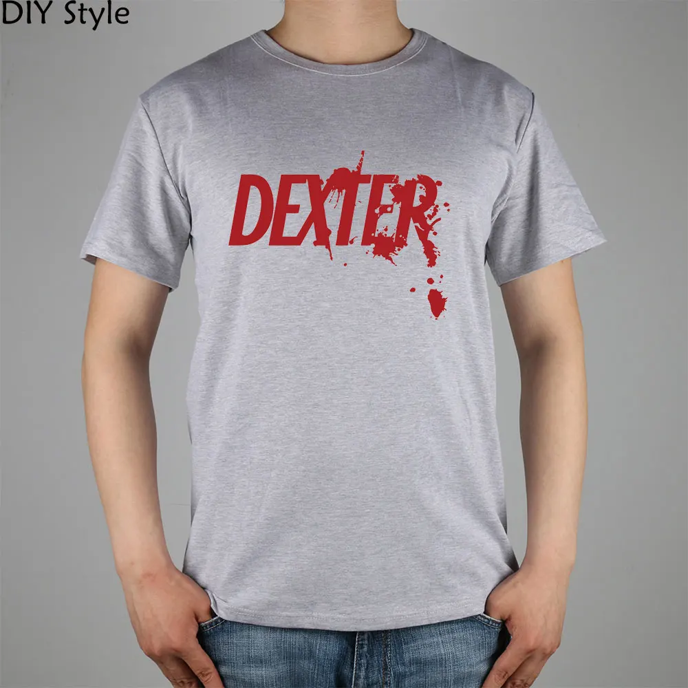 DEXTER кровожадная медицинская Красная футболка с логотипом крови хлопковый топ из лайкры - Цвет: Серый