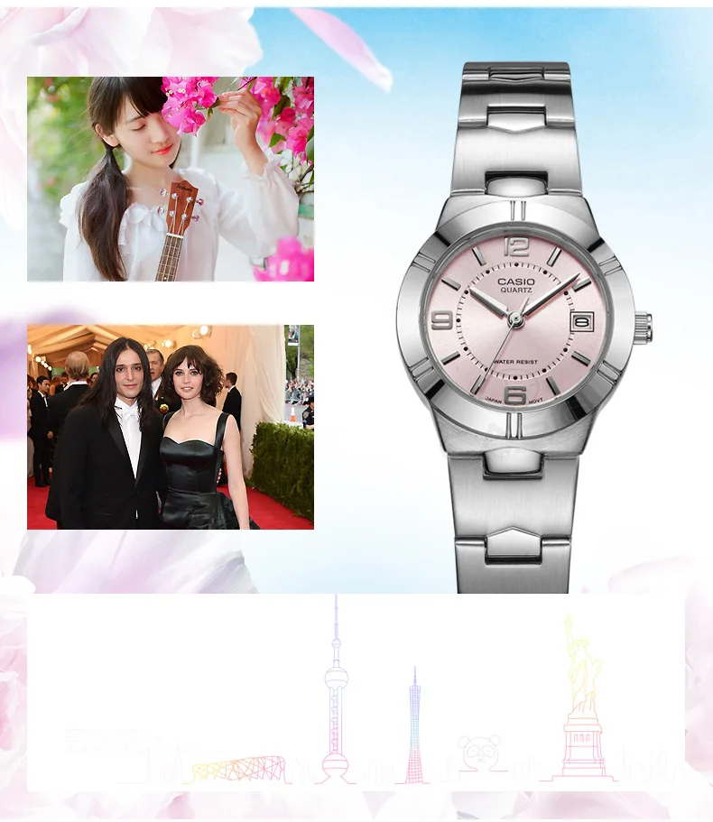 CASIO Часы Простые Модные часы Женское платье женские часы лучший бренд класса люкс кварцевые часы для женщин часы водонепроницаемые LTP-1241
