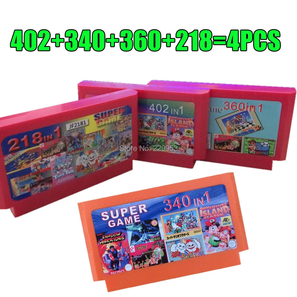 

Brand new 8bit game card cool game cartridge classical game carts --------- 402 IN 1 + 218 in 1 + 340in1 + 360 In 1