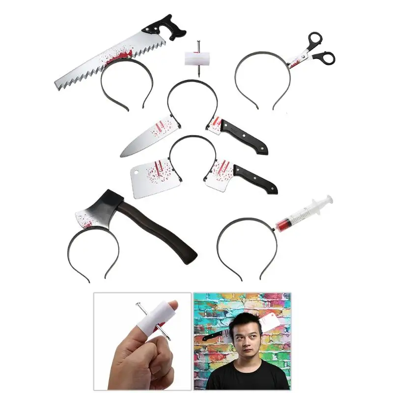 Halloween Gags Practical Prank Jokes font b Toy b font Magic Trick Props Axe Pin Saw