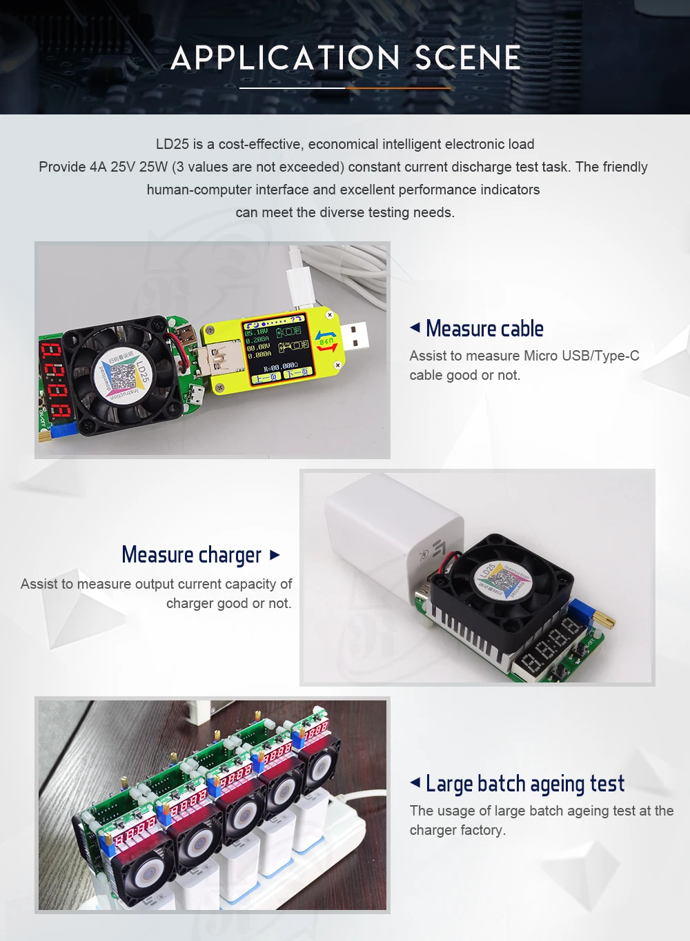 RD LD25 LD35 USB интерфейс электронный нагрузочный резистор разрядка батарея тест светодиодный дисплей вентилятор регулируемый ток напряжение 25 Вт