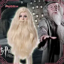 Albus Дамблдор косплей волос волосы Хэллоуин ведьмы товары для маскарадной вечеринки Длинные Аниме Косплей волосы старый человек Косплей парики
