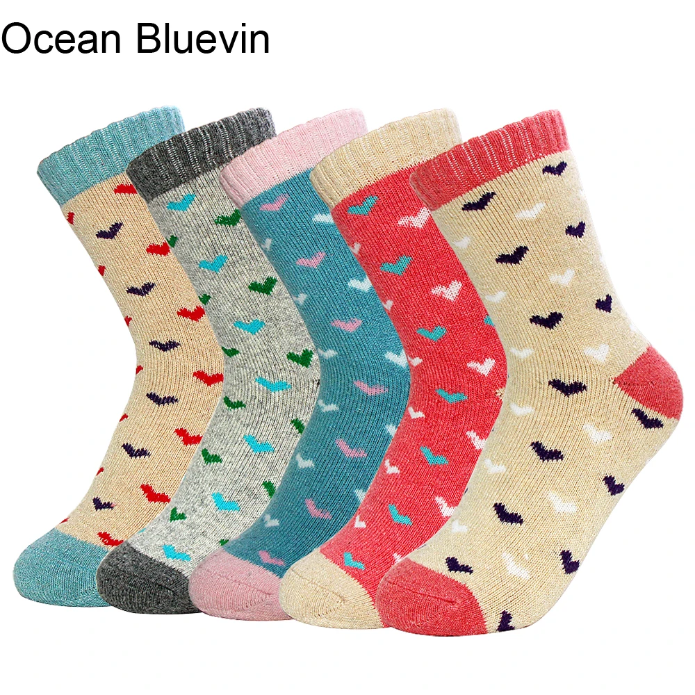 Сезон весна-осень-зима; женские забавные очень плотные теплые носки из кроличьей шерсти; чулочно-носочные изделия; женские носки с узором в виде сердечек для фитнеса; Meias