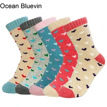 Сезон весна-осень-зима; женские забавные очень плотные теплые носки из кроличьей шерсти; чулочно-носочные изделия; женские носки с узором в виде сердечек для фитнеса; Meias