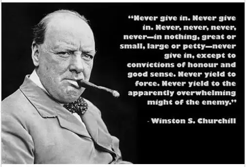 Никогда не сдавайся историческая цитата фотопостер WINSTON S. Черчилль leader SILK плакат