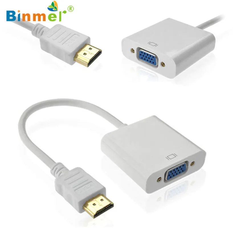 Binmer 2017 Бесплатная доставка белый 1080P HDMI штекер VGA гнездо видео конвертер адаптер