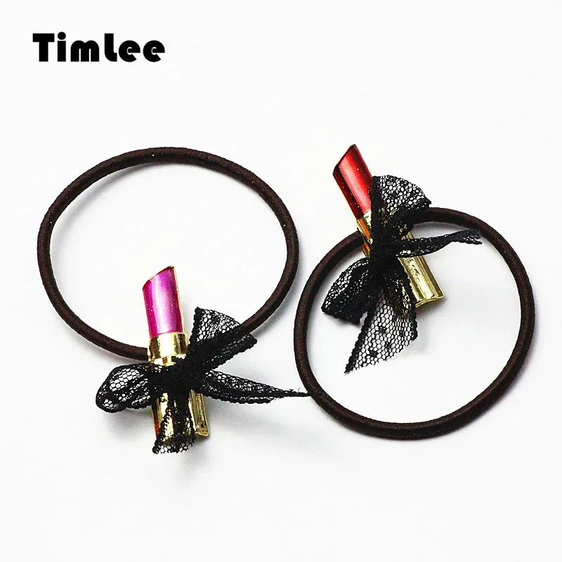 

Timlee H085 Free Shipping Cute Lipstick Hairband Bow Hair rope Personality Hair Accessary Gift