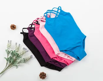 

Double Strap Camisole Girls Ballet Dance Gymnastics Children Sleeveless Ballet Bodysuit Dancewear Ballroom Skirt Pink Black Rose