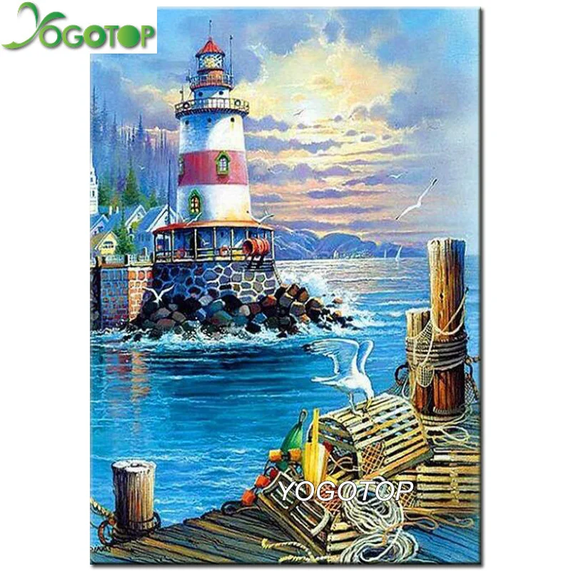 

YOGOTOP Diamond Painting Square/Round Stones lighthouse scenic Drill Mosaic Pictures With Rhinestones Hobby And Handicraft YY645