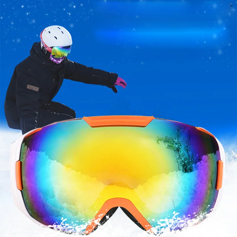 Evomosa Motorcycle Helmet Ski Goggles Double UV400 Anti fog Ski Mask Glasses Skiing Professional