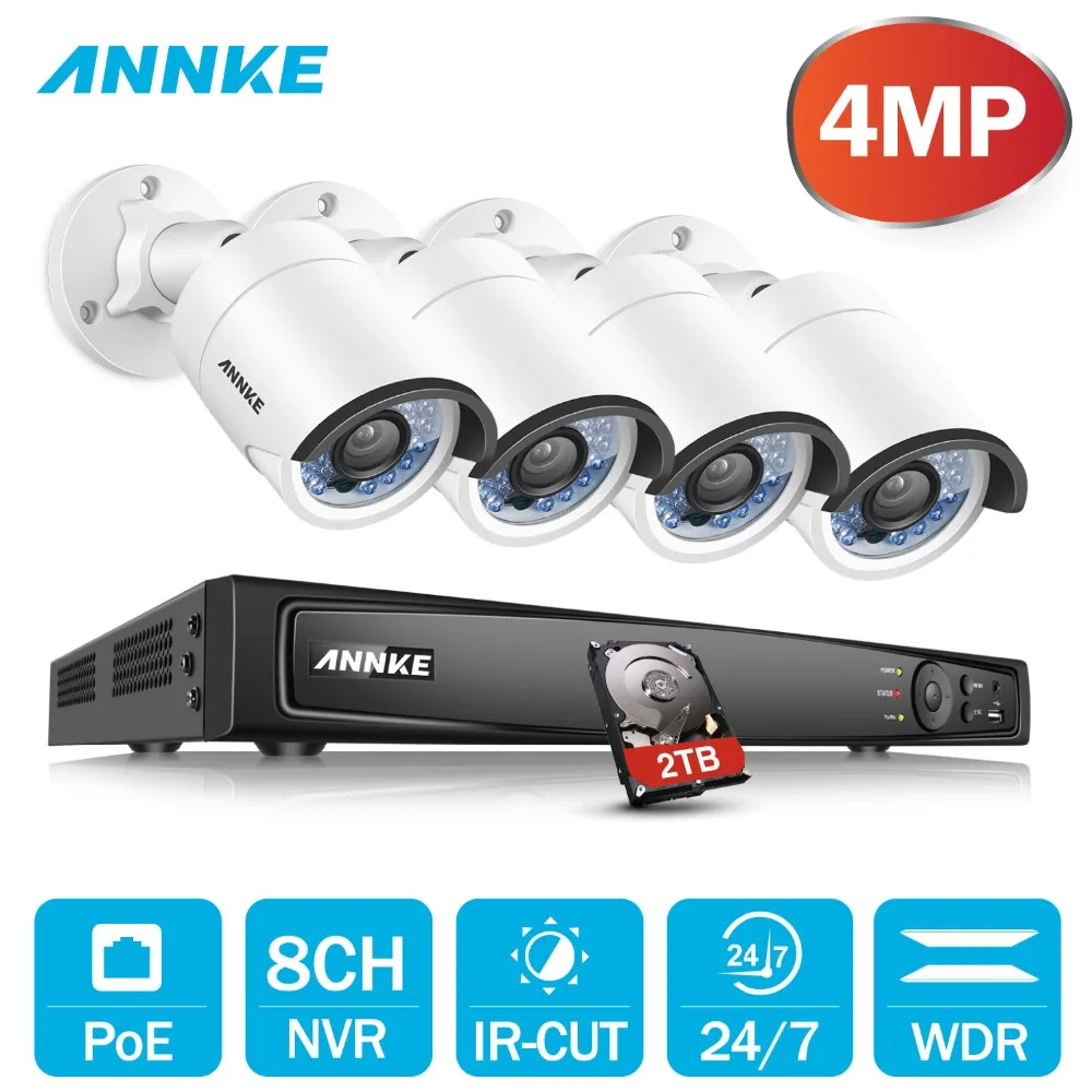 ANNKE 8CH 6MP POE H.264 + видеорегистратор безопасности Системы 4 шт. мм 4MP открытый