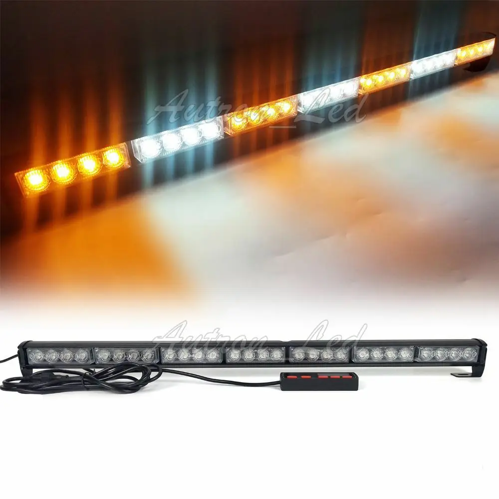 

30" Inch 28W LED Amber White Warning Traffic Adviser Directional Strobe Lightbar
