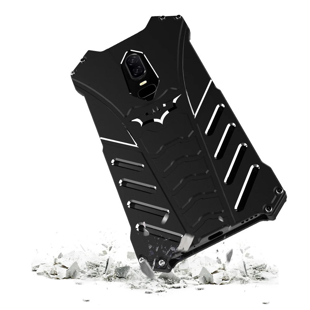 

Batman Fundas For Oneplus 6 Case Luxury Aluminum Metal bumper Frame Armor Protective Back Cover For Oneplus 5t 1+6 Capa