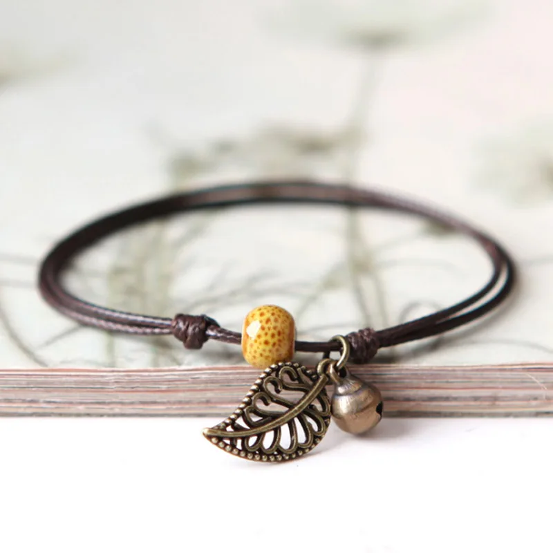 Бисерный браслет для пары ножной браслет богемский винтажный кулон Веревка Цепь Ceamic браслет орнамент Ювелирные изделия Подарки