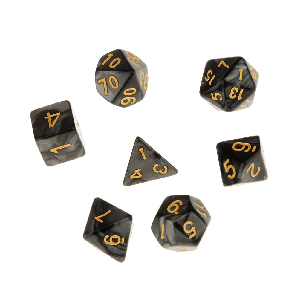 Perfeclan 7 Set Polyhedral Dice for Dungeons and Dragons DND RPG MTG+ Dice Cup Black Polyhedral Dice Table Games