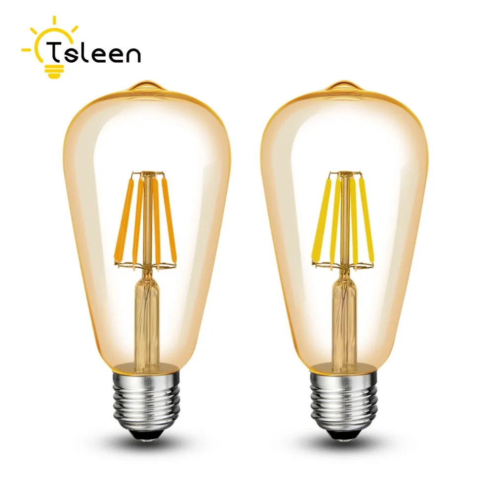 Cheap 110V 220V ST64 Vintage Led Lamp E27 Retro LED Filament Light Bulb 8W 12W 16W Glass Edison Lamparas COB Gold Decoration Cheap 110V 220V ST64 Vintage Led Lamp E27 Retro LED Filament Light Bulb 8W 12W 16W Glass Edison Lamparas COB Gold Decoration