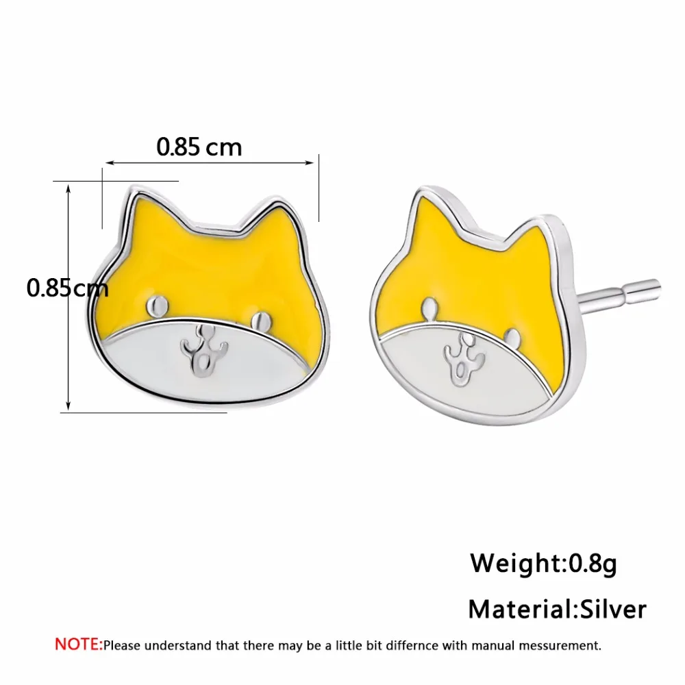 Корейские милые детские серьги-гвоздики для девочек, минимальный Кот, бульдог, пчела, Подвески Кролик, детские ювелирные изделия, женские серьги, подарок - Окраска металла: cat yellow