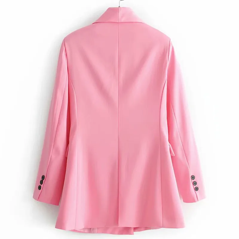 2019 Pink Sexy V Neck Suit Jacket Women Fashion Long Sleeve Double Breasted Suit Women Elegant Pink Jacket Suits