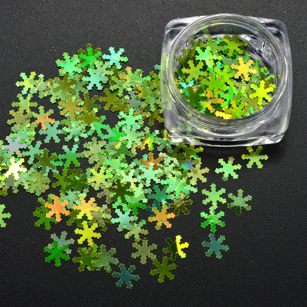 1Pcs 3D Colorful Snowflakes Winter Christmas Style Nail Art Glitter Stickers Powder Nail Gel Tools For Nail DIY Decoration TR396