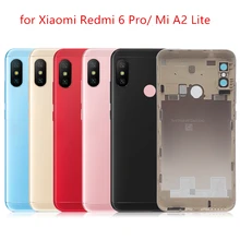 Для Xiaomi mi A2 Lite/Red mi 6 Pro батарея задняя крышка Корпус задняя дверь камера Стекло объектив Запасные части+ боковой ключ