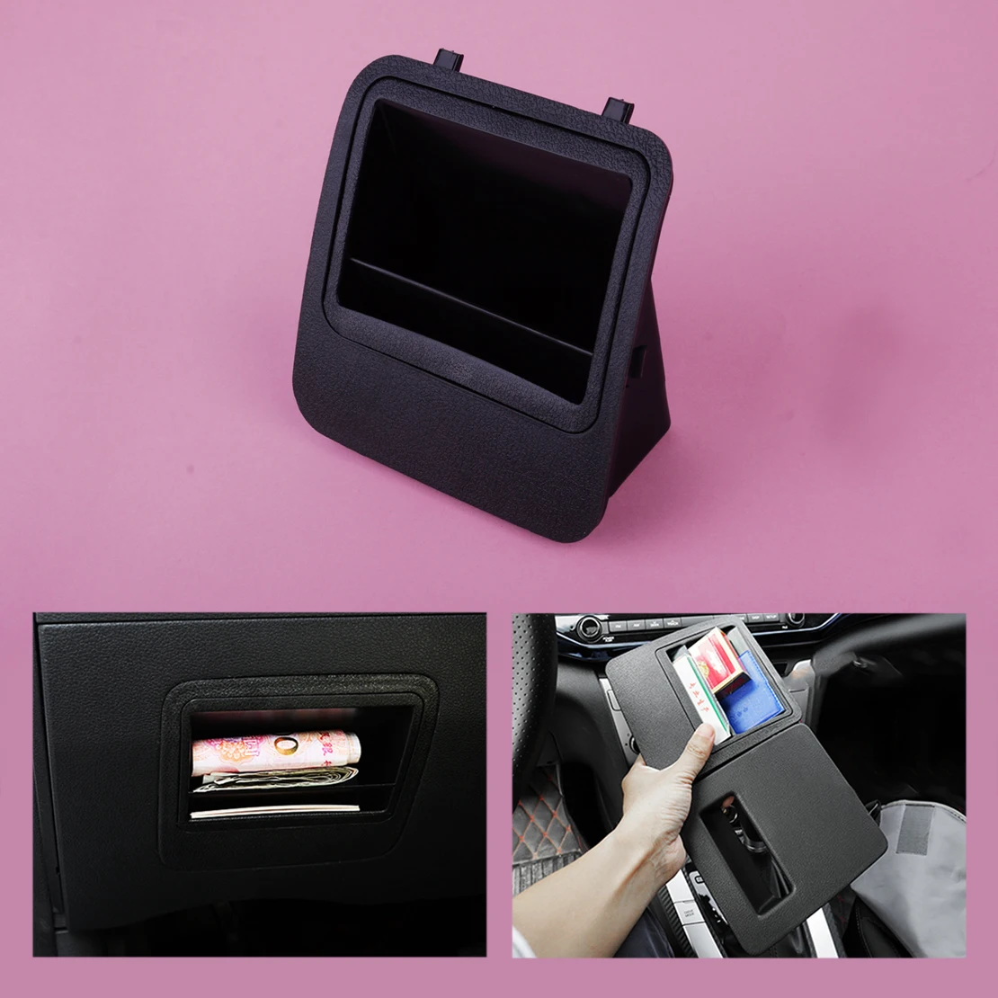 

beler 1Pc Black Car Inner Fuse Storage Box Bin Case Fit For Hyundai Tucson Card Slot Holder 2016-2017