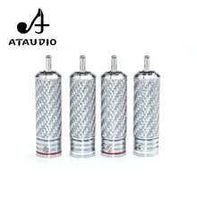 4 PCS ATAUDIO HIFI RCA Plug Hi-end Rhodium-plated Carbon Fiber RCA Connector for Diy RCA Cable